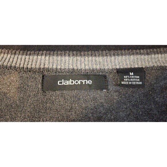 Men's Claiborne Gray Long Sleeve Cardigan Sweater Size Med - Picture 8 of 9